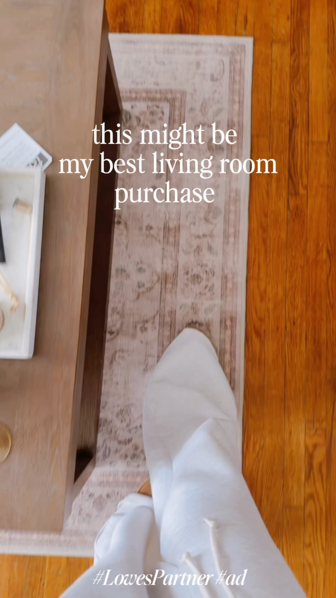 #ad If you’re still scared of washable rugs… this one changed my mind -  easy to install, easy to vacuum, and comes in multiple sizes + colors so you can match your space perfectly. Best living room upgrade I’ve made. @Lowe's 
 #lowespartner washable rug, living room rug, neutral home decor, modern living room, pet friendly rug, easy clean rug



#LTKfamily #LTKhome #LTKVideo