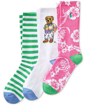 Polo Ralph Lauren Men's 3-Pk. Beach Bear Crew Socks Gift Box - Macy's | Macy's