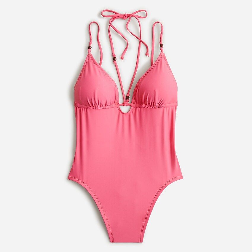 Strappy plunge one-piece with beads | J.Crew US