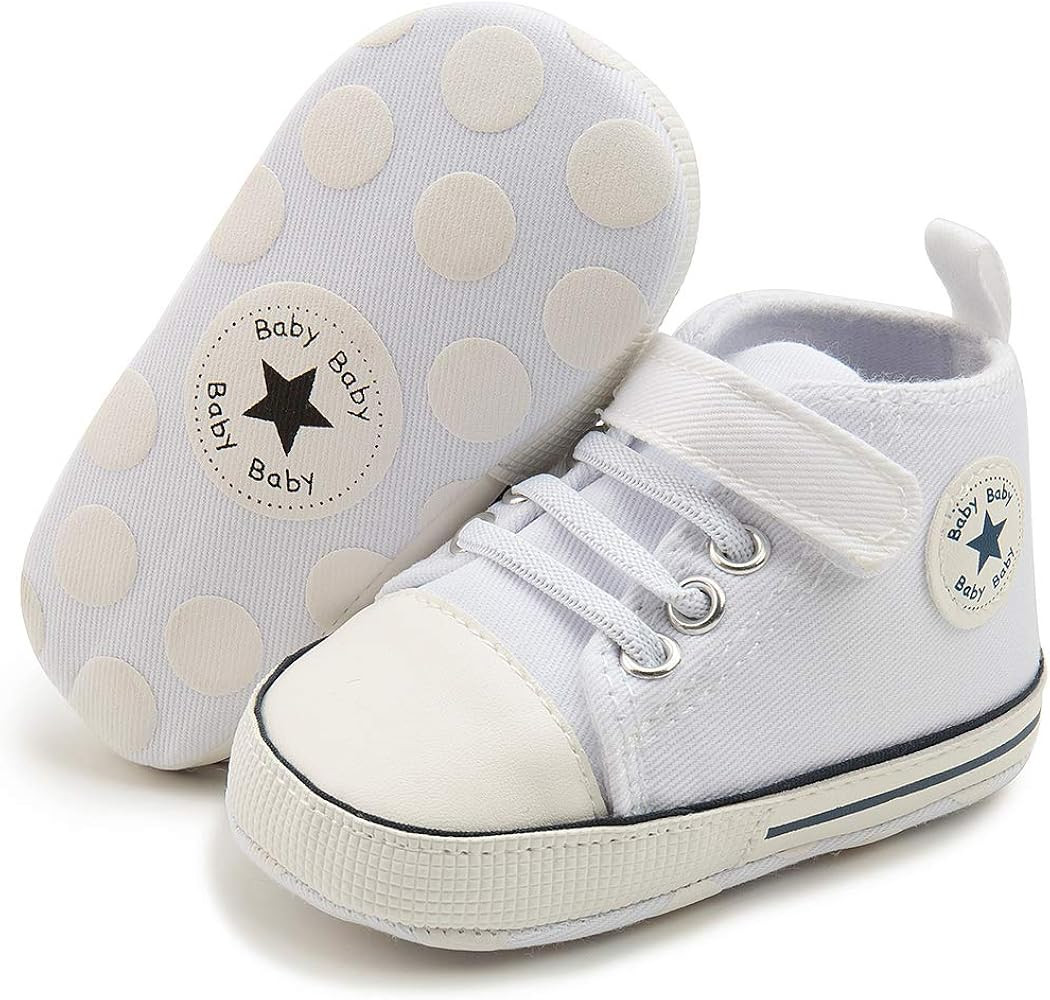 KIDSUN Unisex Baby Boy Girl Canvas Sneaker Soft Sole Ankle Infant First Walkers Crib Shoe | Amazon (US)