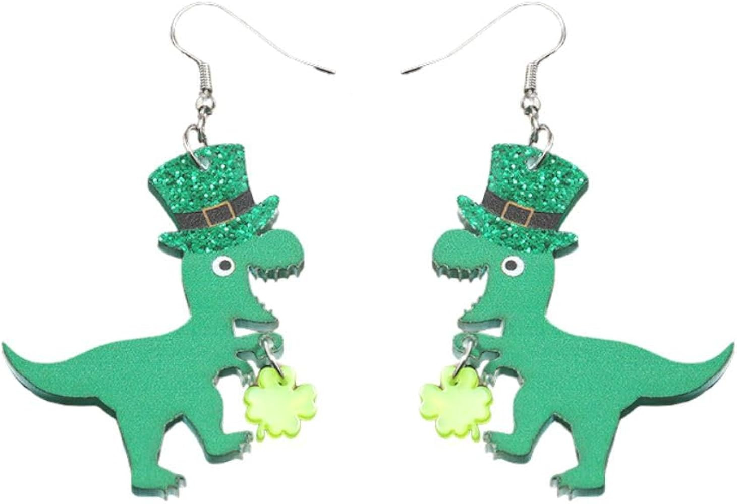 St. Patrick's Day Earrings Acrylic Irish Shamrock Dangle Earrings Green Lucky Clover Earrings for... | Amazon (US)