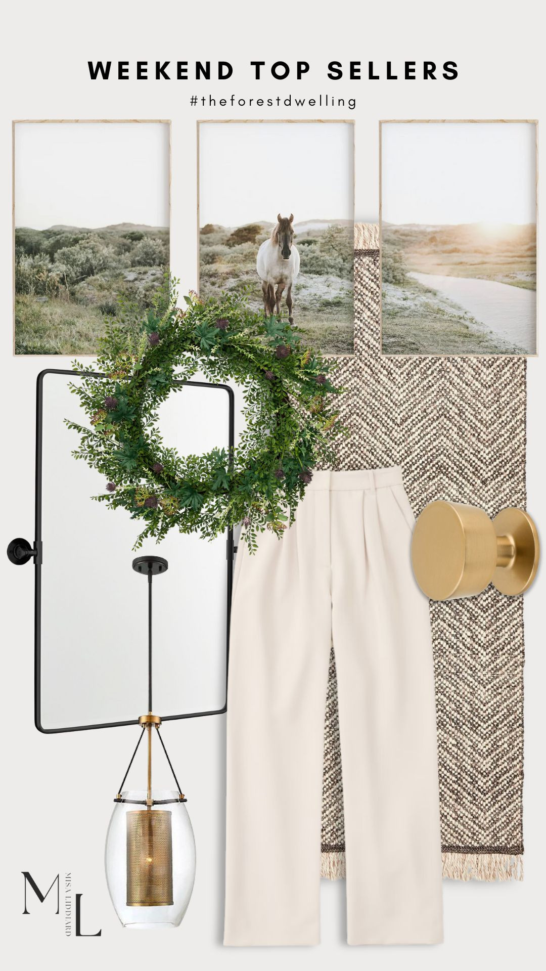 Sharing the weekend top sellers. These are the horse prints that I have styled in the hallway. Linking the floating wood frames that I used as well. This is the perfect wreath for spring/summer. The tailored trouser pants are so flattering and look chic with a belt and heels. 

 #LTKSeasonal #LTKHome #LTKStyleTip