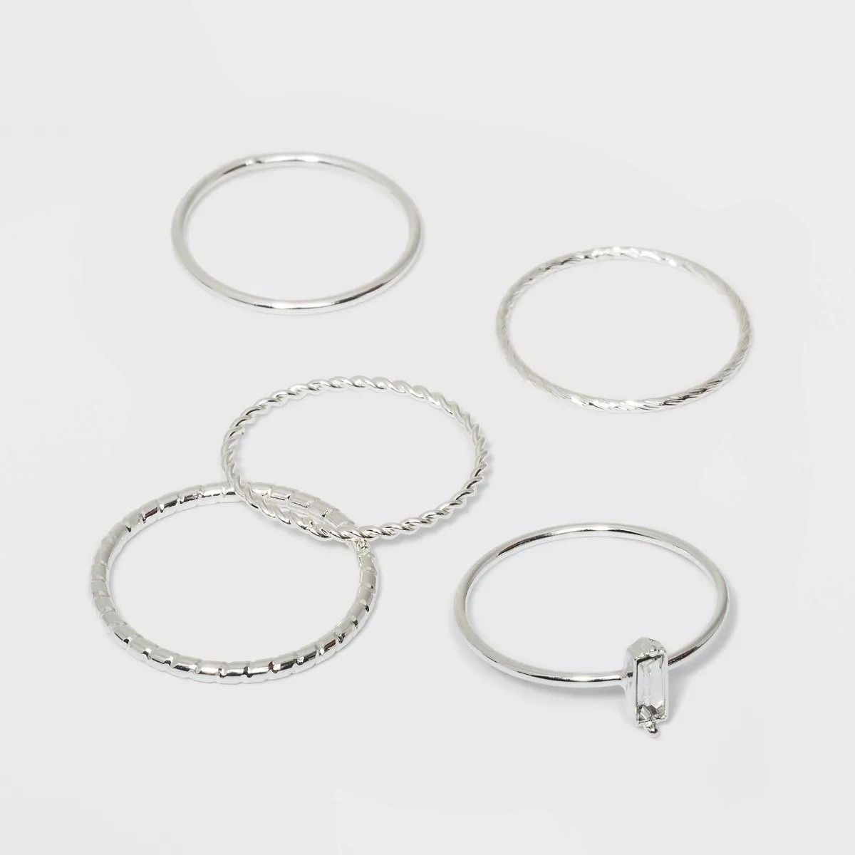 Clear Stone and Four Thin Ring Set 5pc - A New Day™ Silver 8 | Target