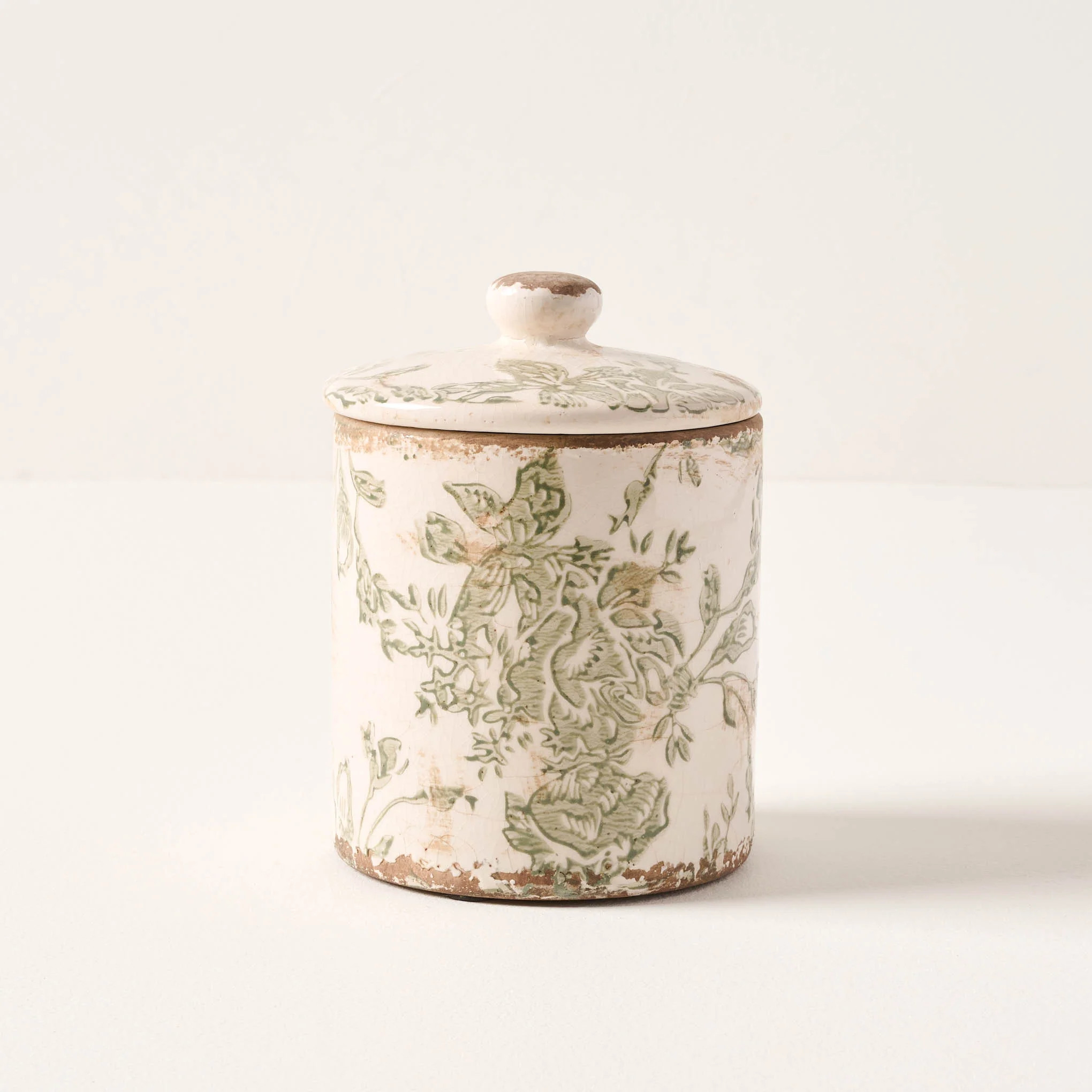 Green and White Distressed Canister | Magnolia