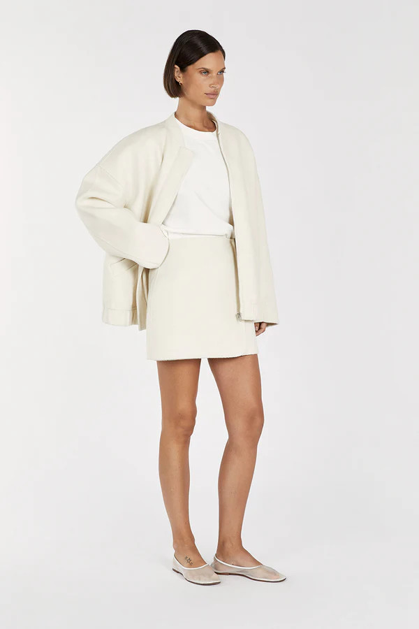 JERI CREAM WOOL BLEND MINI SKIRT | DISSH