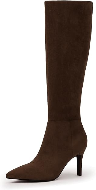 Knee High Boots Women Pointed Toe Tall Boots 3 In Stiletto High Heel Long Boots Side Zipper Dress... | Amazon (US)