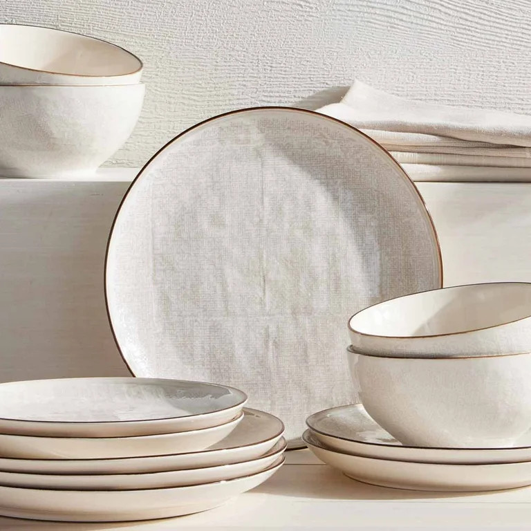 Better Homes & Gardens Stoneware Cream Murphy 12PC Dinnerware Set | Walmart (US)
