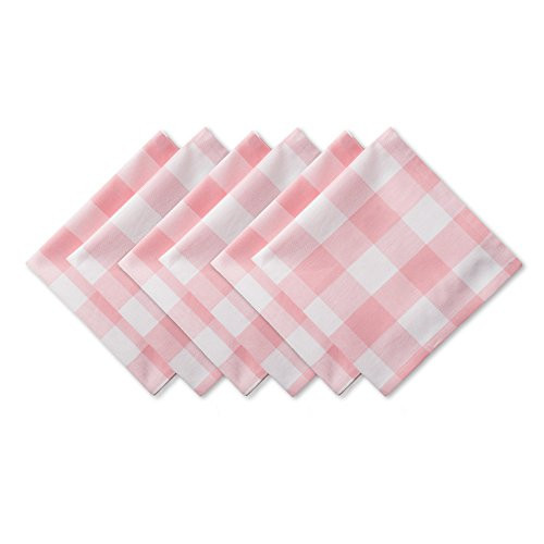 DII Buffalo Check Collection, Classic Farmhouse Tabletop Set, Napkin Set, 20x20, Pink & White, 6 Piece | Amazon (US)