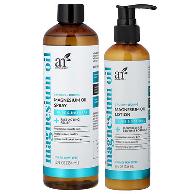 artnaturals, Magnesium Oil Spray & Lotion, 2 Piece Set | iHerb