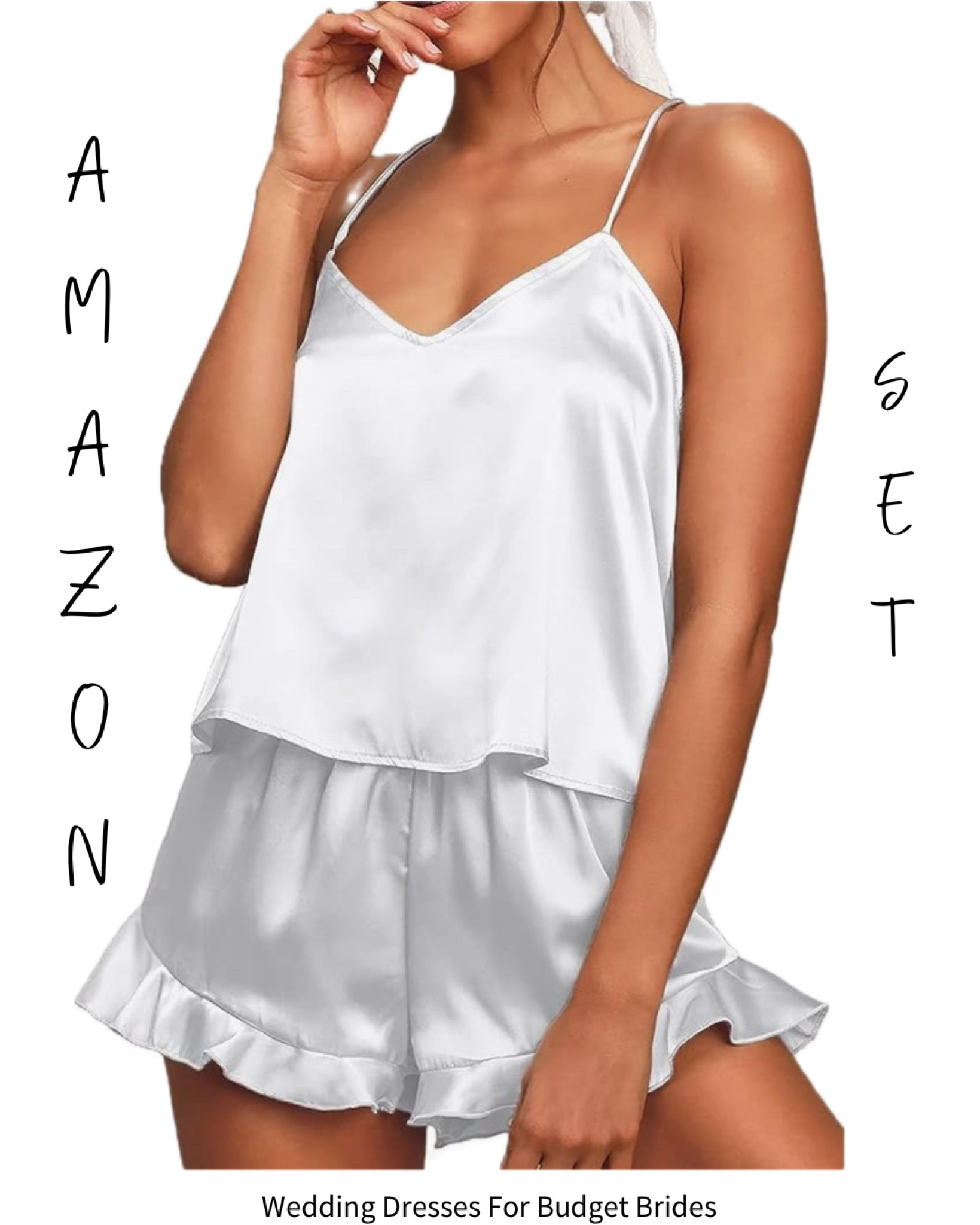 Boujee yet affordable satin ruffle pajamas on Amazon. 

#ltkunder50 #weddingdayessentials #bacheloretteparty #honeymoonclothing #bridalshowergifts 

#LTKSeasonal #LTKGiftGuide #LTKwedding