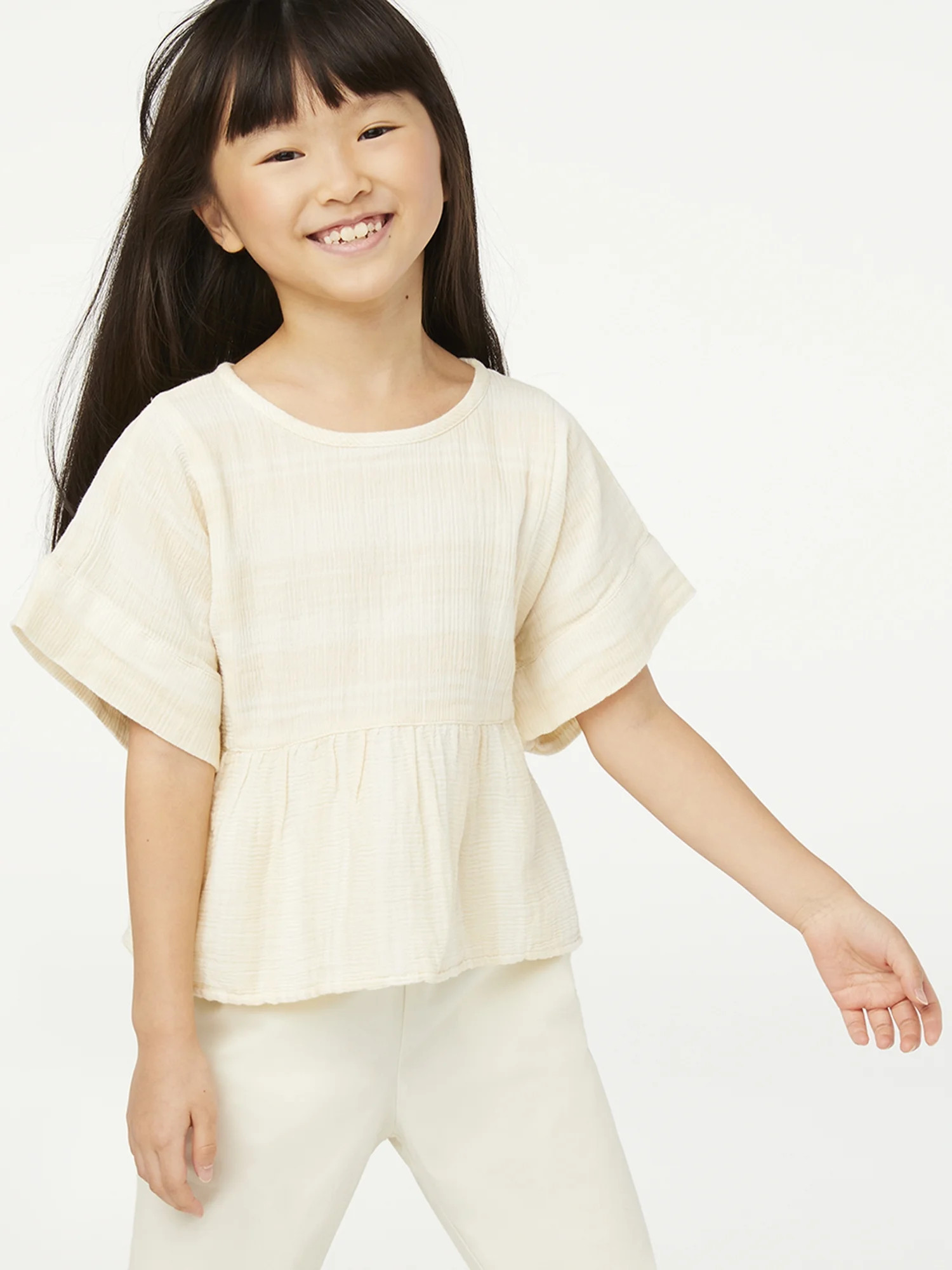 Free Assembly Girls Striped Woven Peplum Top, Sizes 4-18 | Walmart (US)