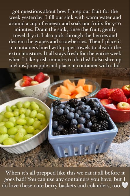 Here's how I wash and prep our fruit for the week! I linked some cute berry baskets and colanders to add some beauty to your kitchen!🤍

.........................
Berry party strawberry party Mother's Day gift ideas Mother's Day gift under $50 Mother's Day gift under $25 ceramic basket ceramic colander metal colander kitchen must haves kitchen essentials berry basket ceramic dishes kitchen tools kitchen finds summer home refresh spring home refresh summer home decor spring home decor Anthropologie home Anthropologie dupe anthro dupe anthro home kitchen accessories kitchen decor 

#LTKhome #LTKfamily #LTKkids