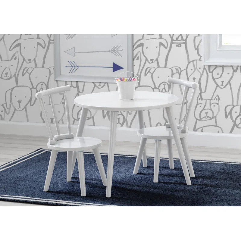 Bianca White Kids Solid Wood Round Play Table and Chair Set | Wayfair North America