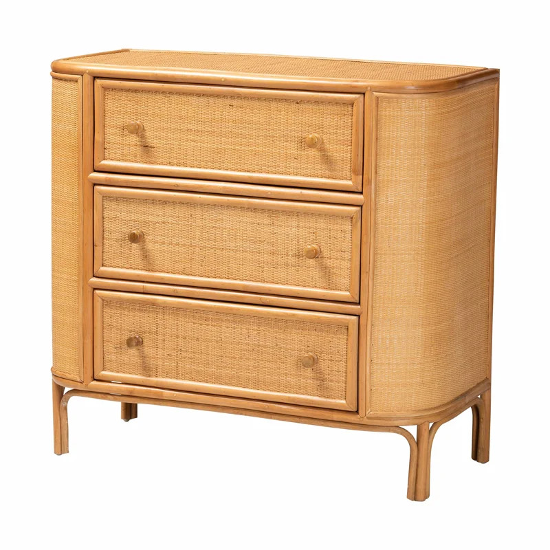 Bravin Bali & Pari Radenza Bohemian Light Honey Rattan 3-Drawer Storage Cabinet | Wayfair North America
