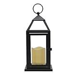 Elements Decorative Classic Metal Lantern with LED Candle, 12-Inch, Black | Amazon (US)