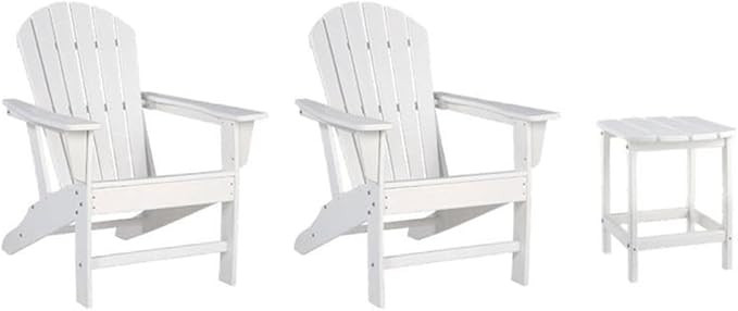 BOWERY HILL 3-Piece Outdoor Set of Adirondack Chairs & End Table in White | Amazon (US)