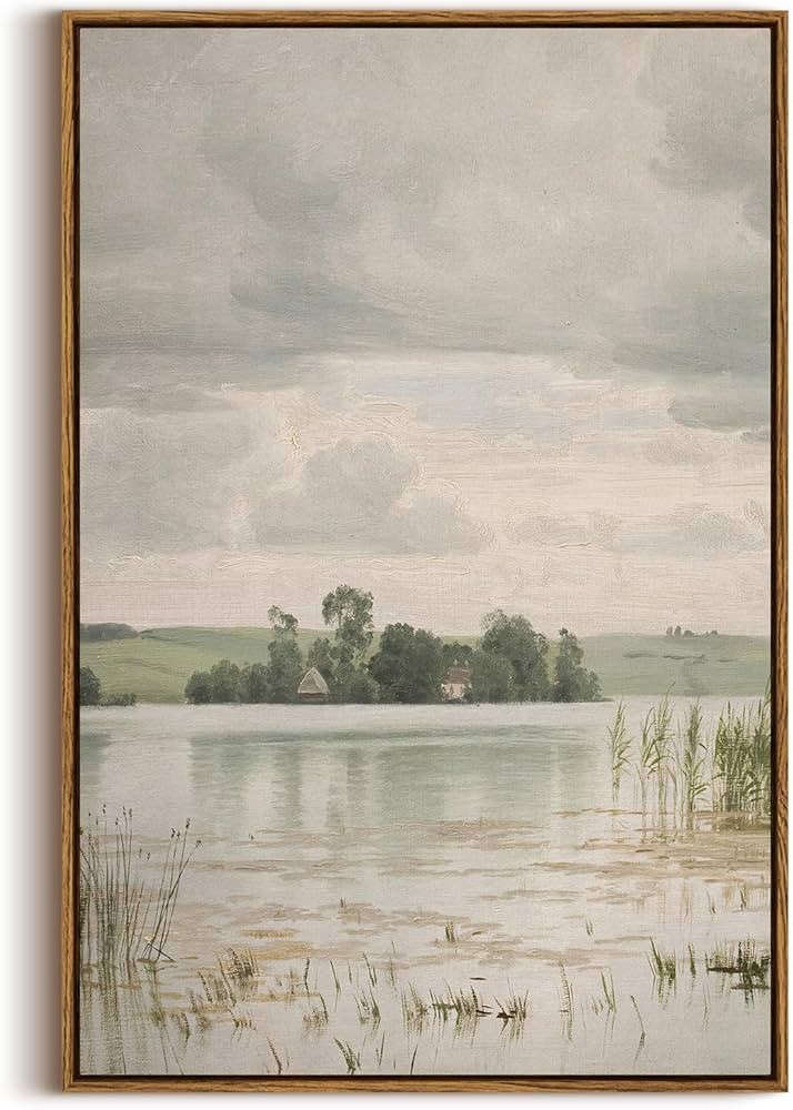 InSimSea Framed Canvas Prints Art Vintage Decor, Countryside Lakeside Landscape Paintings, Large ... | Amazon (US)