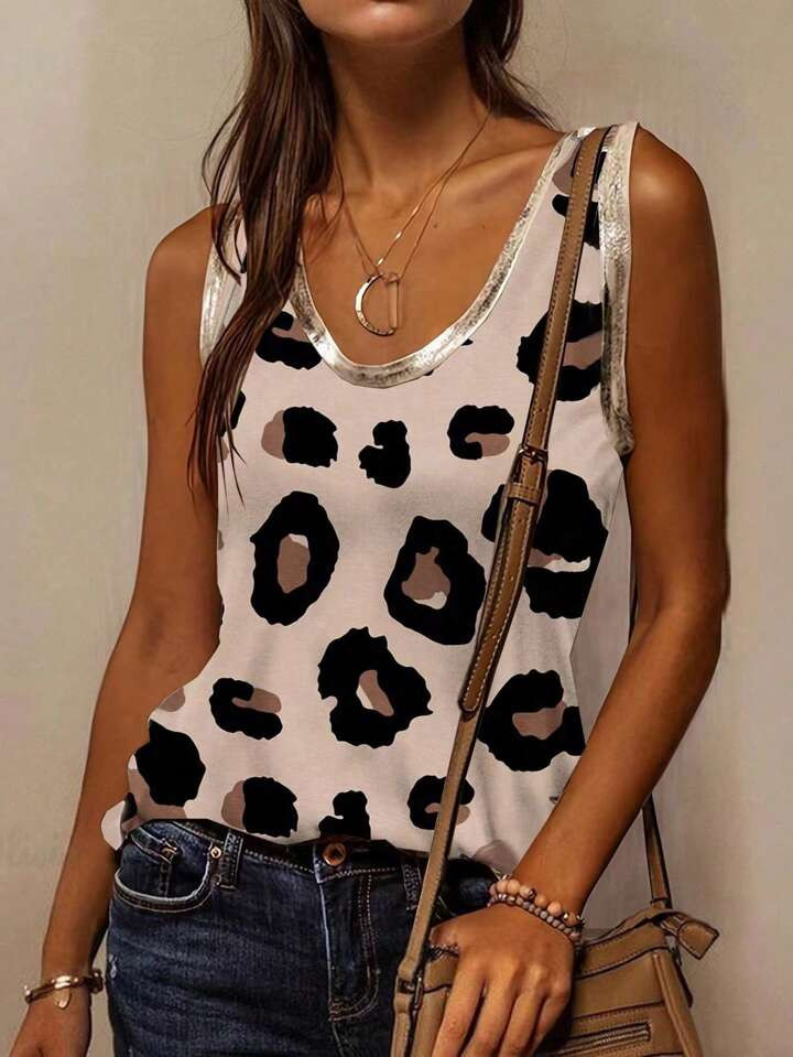 SHEIN LUNE Vakantie-vrijetijdstanktop met luipaardprint, zomer | SHEIN