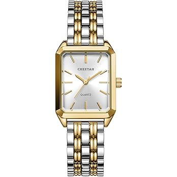 CHEETAH Women's Gold-Tone Dainty Watch, Retro Style Rectangular Case and Stainless Steel Band, Gi... | Amazon (US)