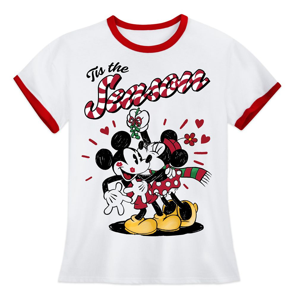 Mickey and Minnie Mouse Holiday Ringer T-Shirt for Women | Disney Store