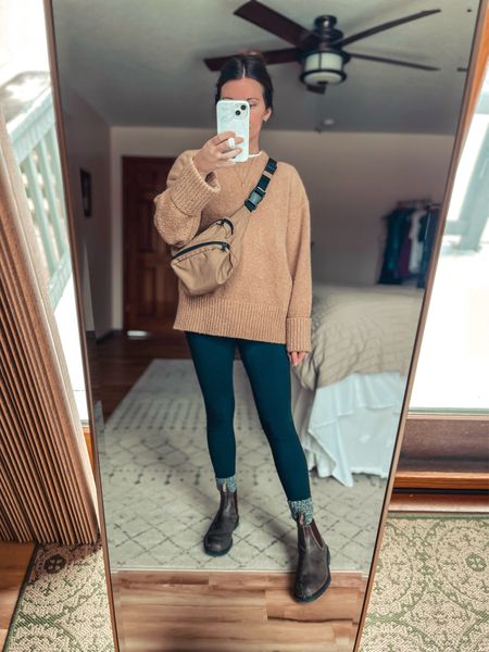 Wearing a size small in the sweater and leggings. My boots are true to size— the square toe makes them so comfy! 

#LTKfindsunder100 #LTKSeasonal #LTKstyletip