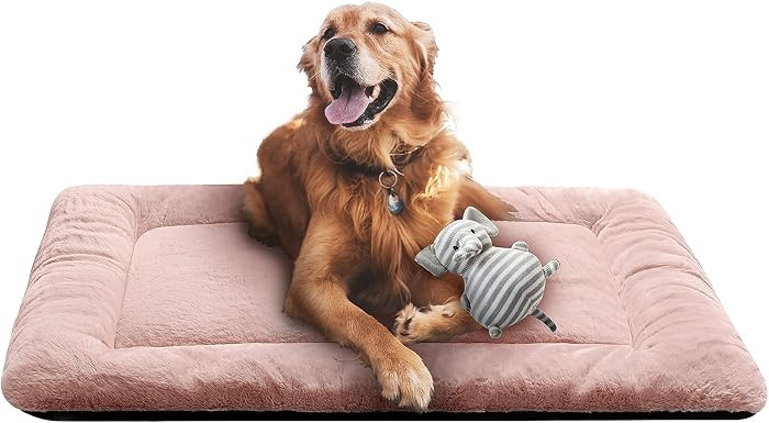 Dog Crate Pad Washable Dog Bed for Crate Large Cozy Mat 42-Inch Pink | Amazon (US)