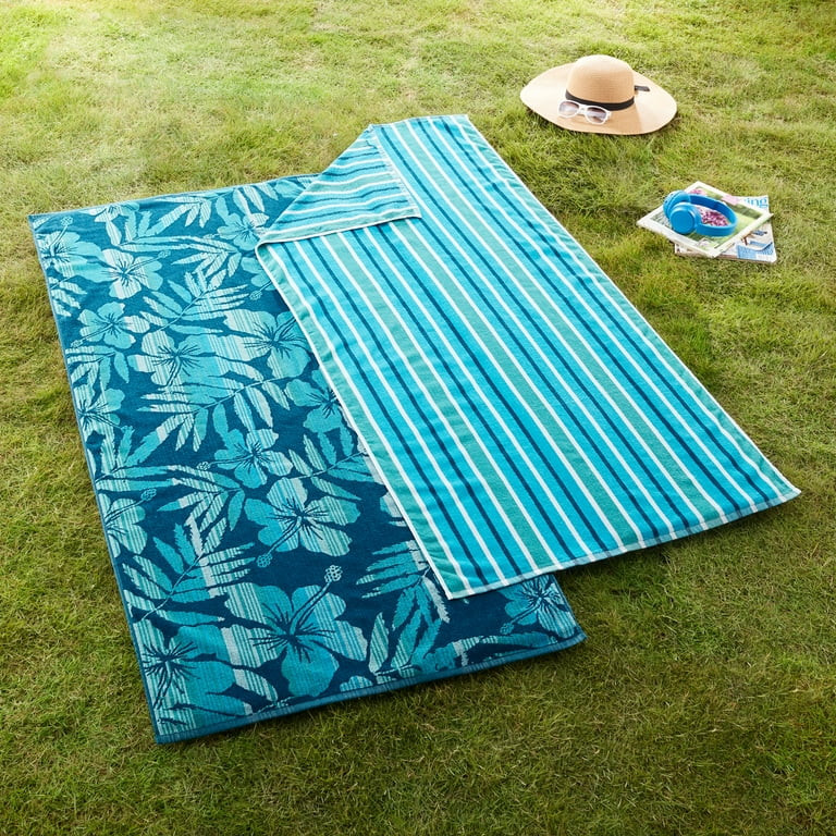 Mainstays Beach Towels, Blue & Green, 2 Pack | Walmart (US)