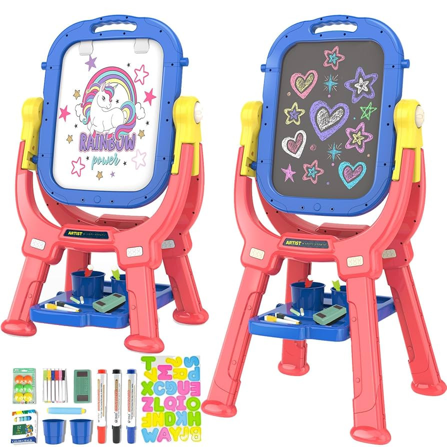 Victostar Easel for Kids, Rotatable Double Sided Adjustable Standing Art Easel with Drawing & Wri... | Amazon (US)