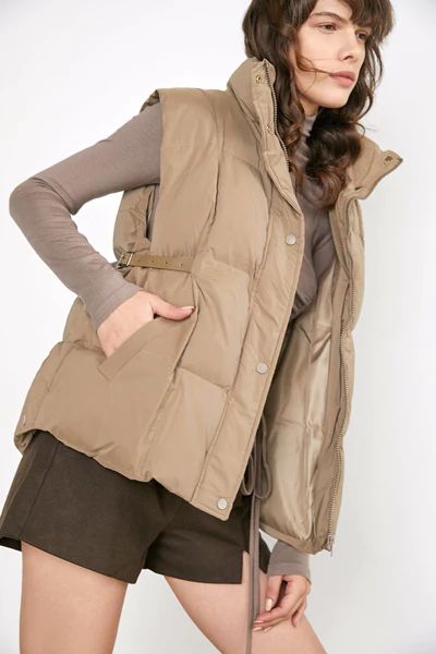 Mykel Sienna Stand Collar Puffer Vest | J.ING