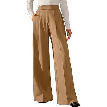 Arach&Cloz Women's Wrinkle-Free Pleated High Waisted Business Casual Wide Leg Dress Pants 2026 | Amazon (US)