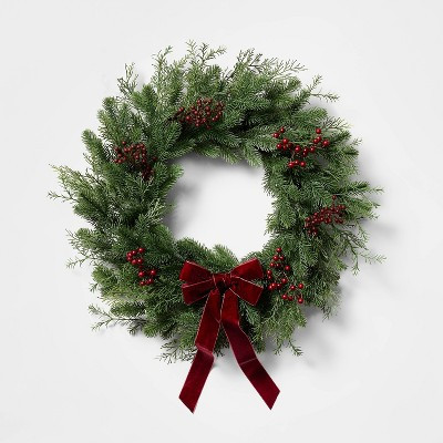 24" Mixed Green and Red Berry Christmas Wreath - Threshold™ designed with Studio McGee | Target