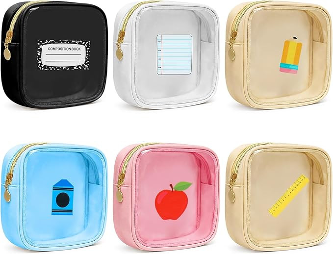 Sanwuta 6 Pcs Mini Makeup Bag Teach Gift Clear Zipper Makeup Bags Teacher Appreciation Gifts Nylo... | Amazon (US)