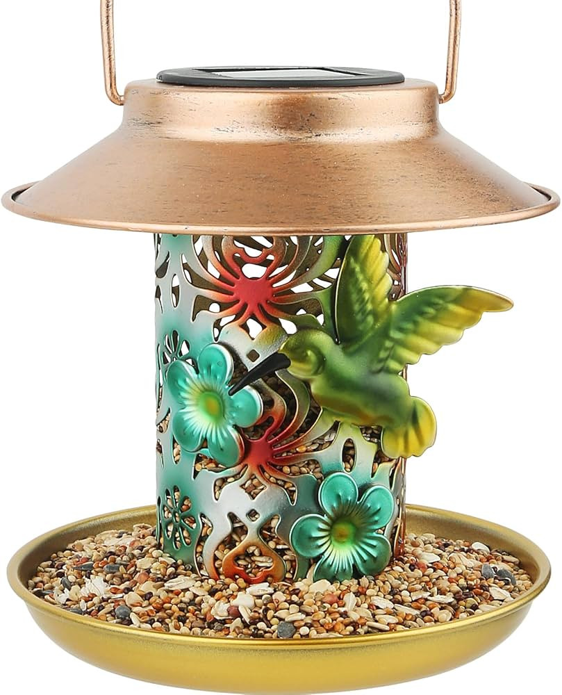 Amazon.com : PENXUA Solar Bird Feeder for Outdoors Hanging, Gifts for Mom Grandma Women, Metal Wa... | Amazon (US)