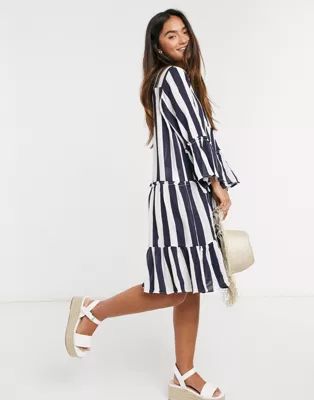 QED London striped smock dress in navy | ASOS (Global)