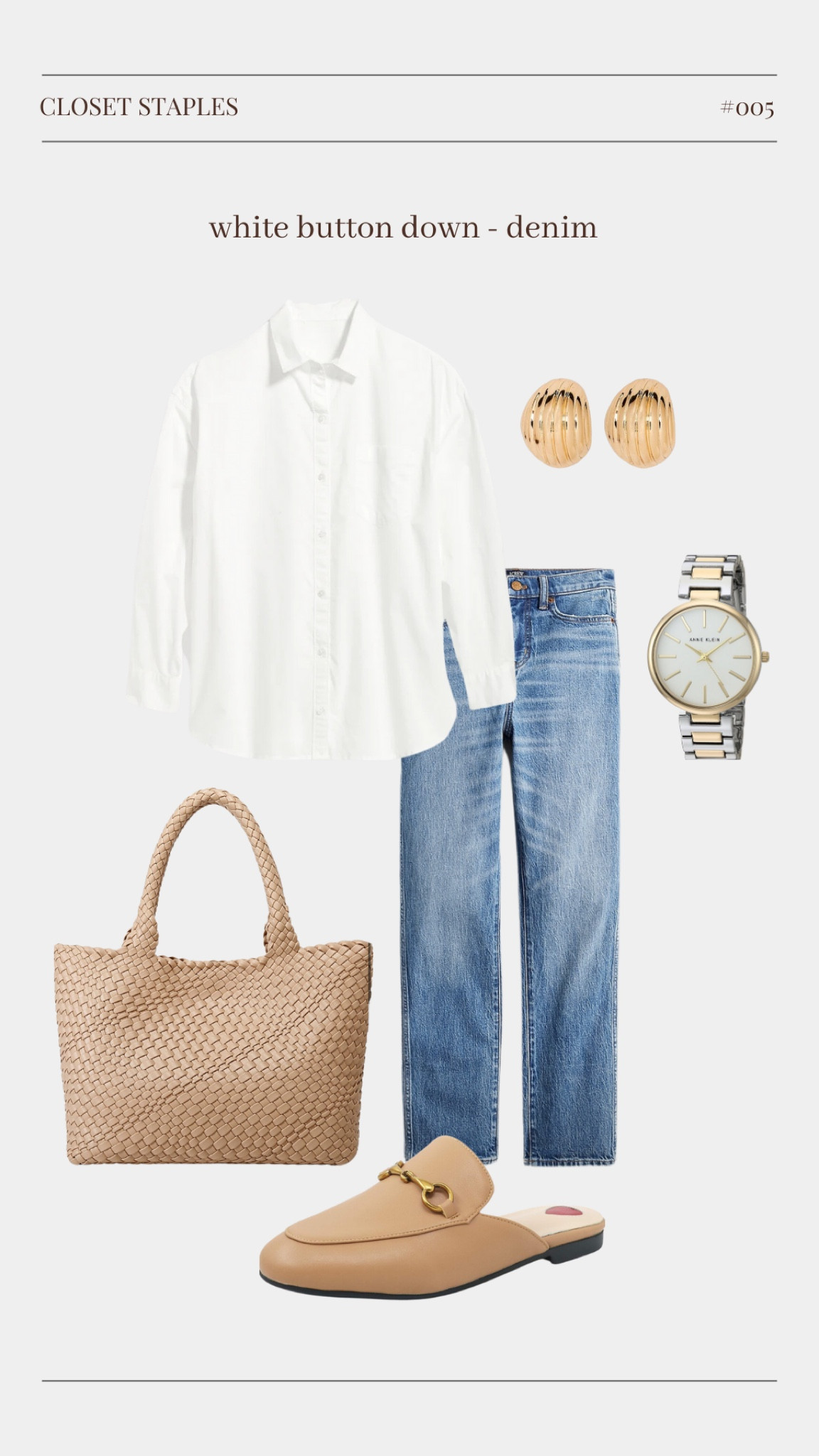 white button down + denim 

#LTKfindsunder50 #LTKstyletip