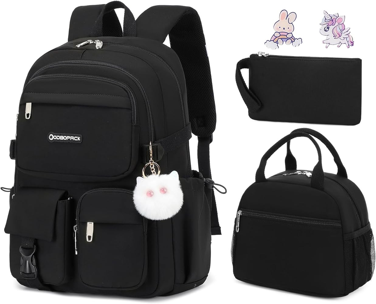 3PCS School Backpack for Teen Girls 15.6 Inch Laptop Backpacks Waterproof Bookbag Cute School Bag... | Amazon (US)