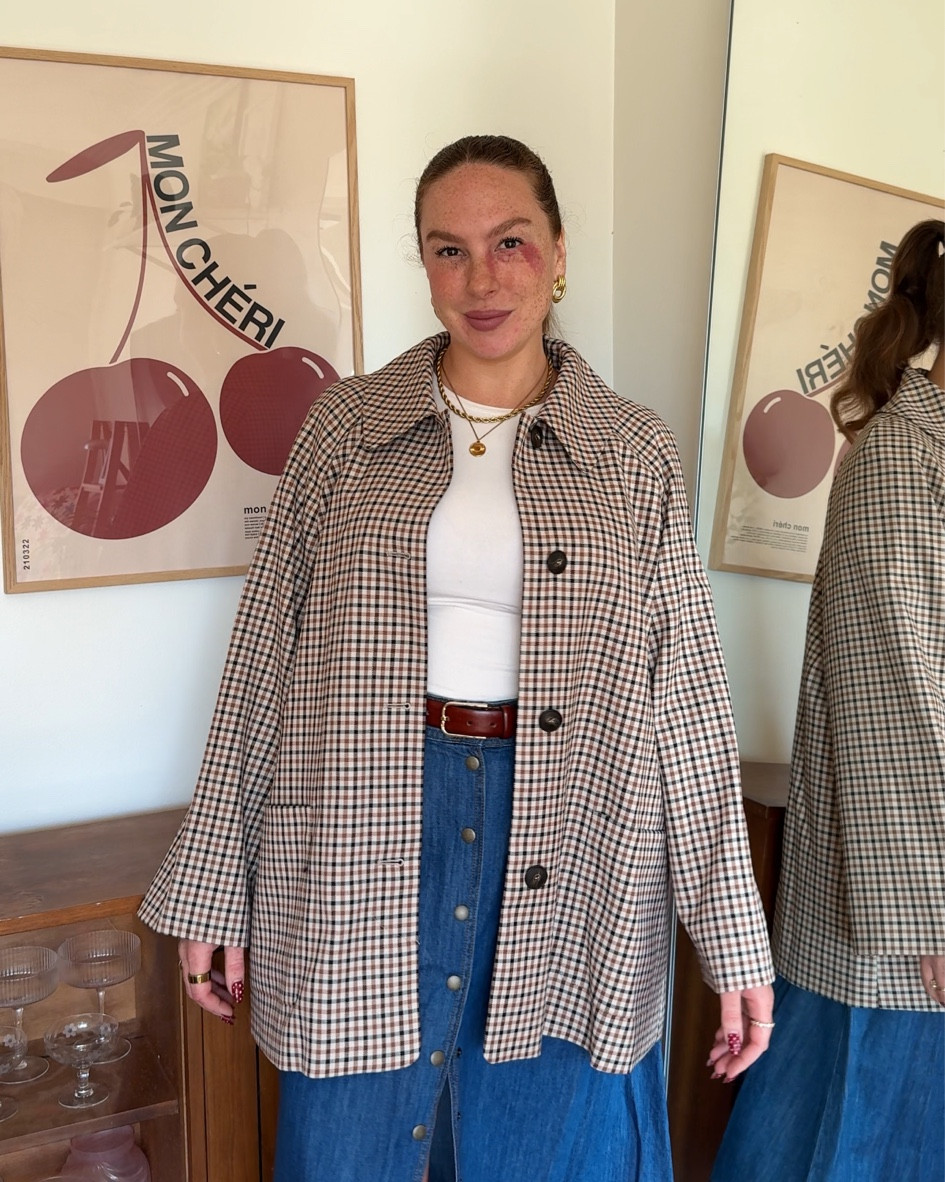 Coat & skirt fit true to size! Wearing a 12 in both 

#LTKmidsize #LTKcanada #LTKcurves