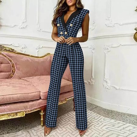 Rompers for Women Summer Fashion Overalls Summer Printing Buttons Casual Sleeveless Suspender Jumpsu | Walmart (US)