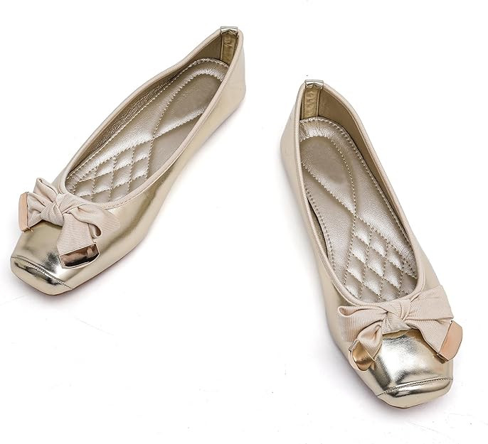 MEMON Women's Flats/Women Fashion Bowknot Flats/Ballet Flats for Women/Comfort Light Weight Slip-... | Amazon (US)