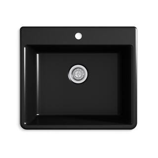 KOHLER Kennon Drop-In Neoroc Granite Composite 25 in. 1-Hole Single Bowl Kitchen Sink in Matte Bl... | The Home Depot