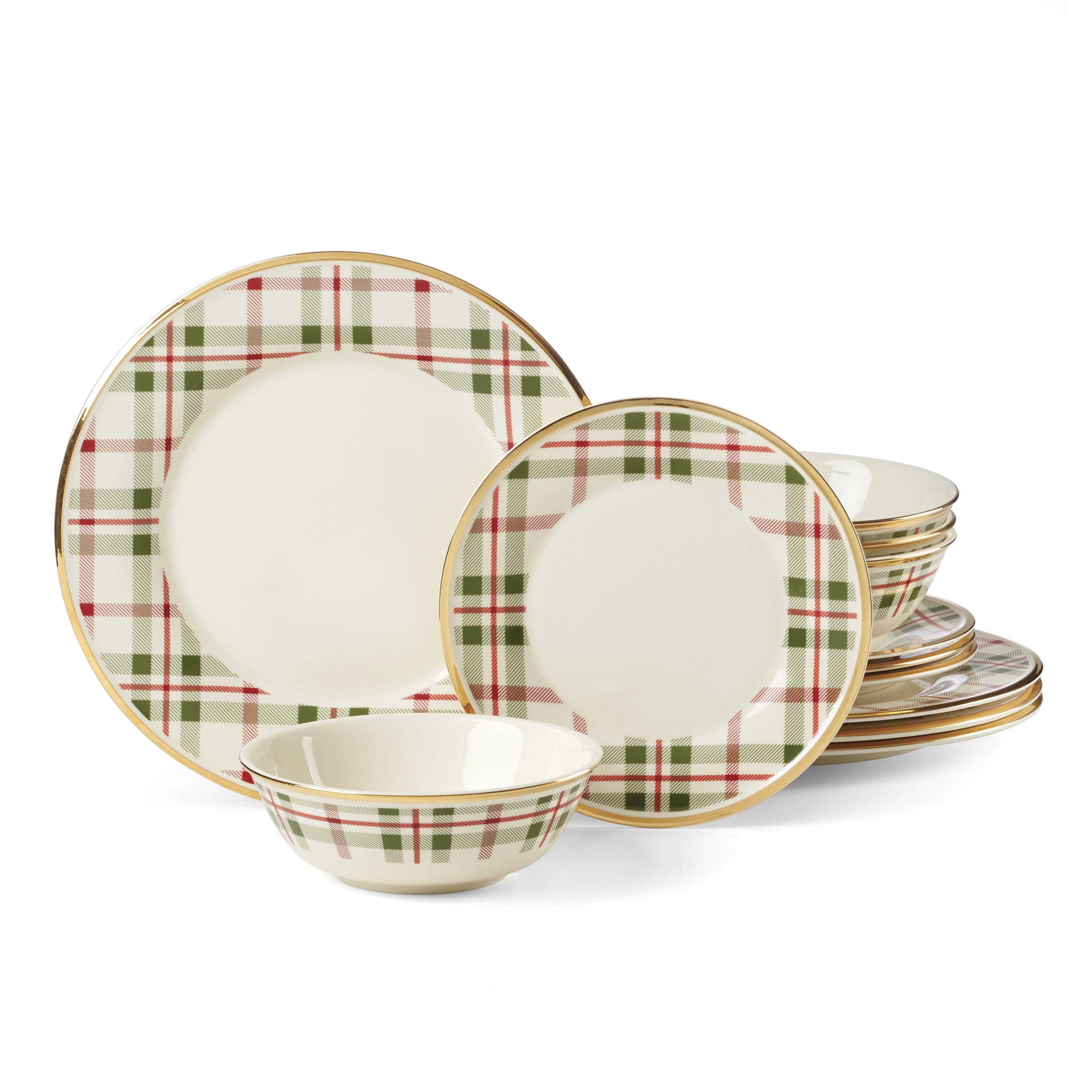 Lenox Holiday Plaid 12-Piece Dinnerware Set & Reviews | Wayfair | Wayfair North America