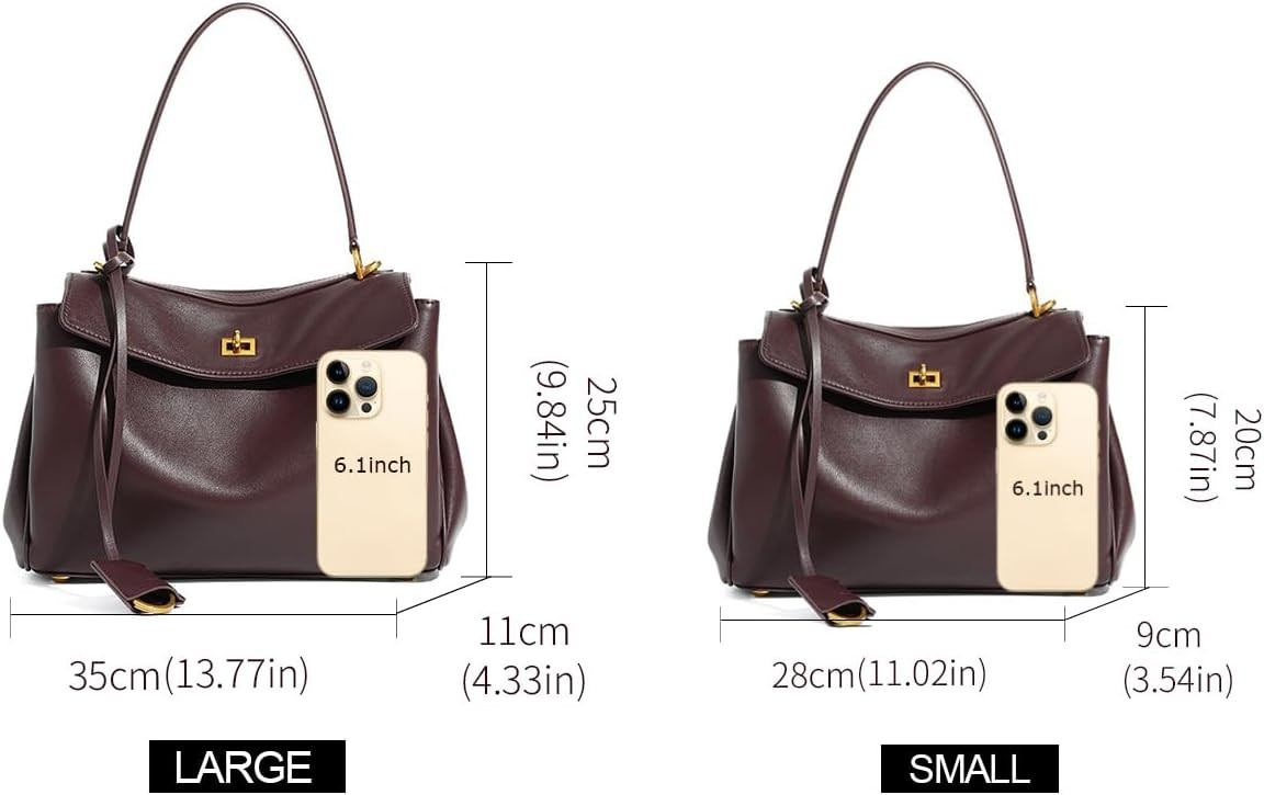 Genuine leather cowhide women's shoulder bag with detachable shoulder strap, flap buckle and underarm handbag purse | Amazon (US)