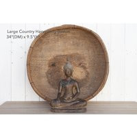 Large Country Harvesting Basket, Antique Farmhouse Round Chinese Bamboo & Woven Asian Market Basket | Etsy (US)