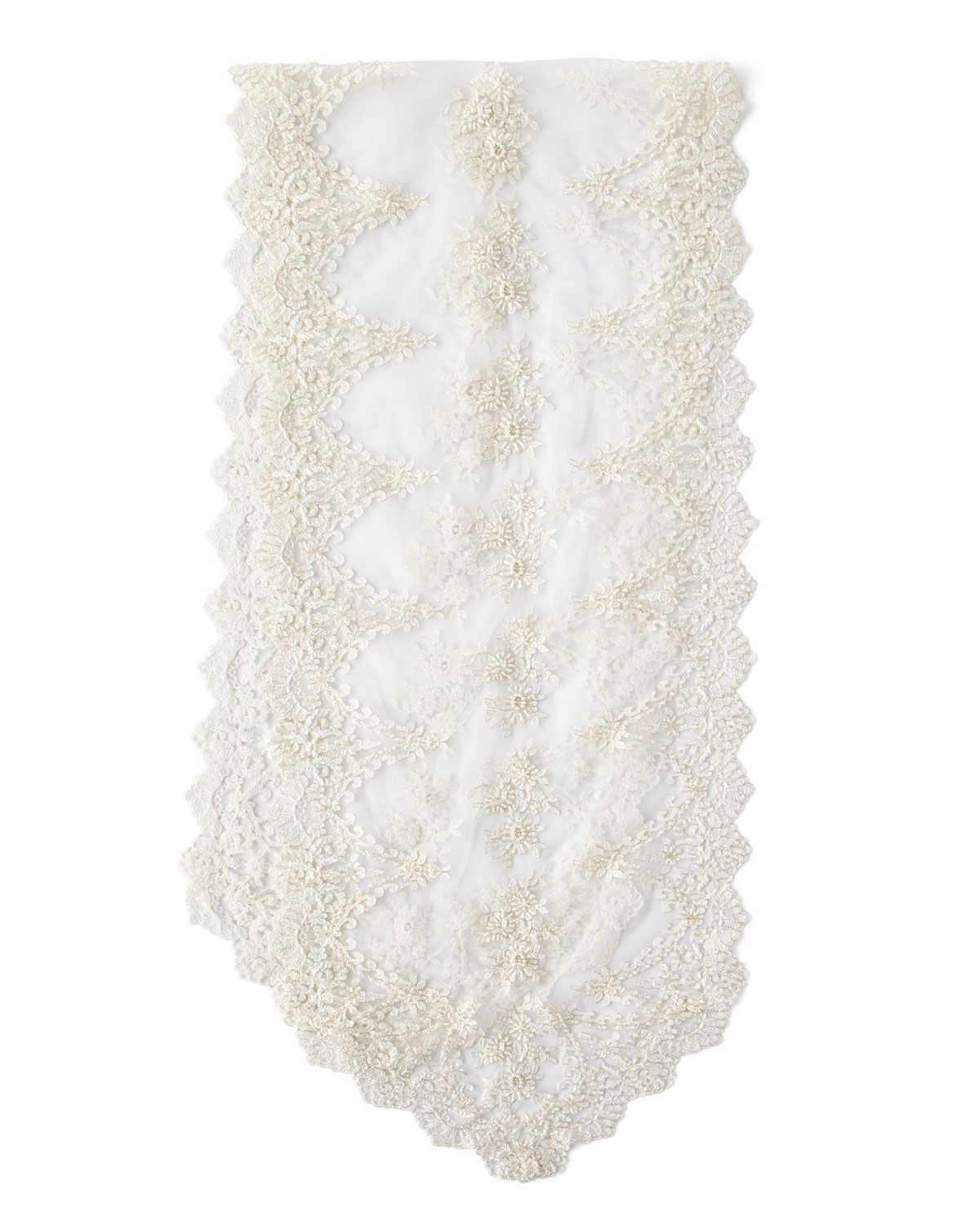 Lace and Pearl Embroidered Table Runner | Neiman Marcus