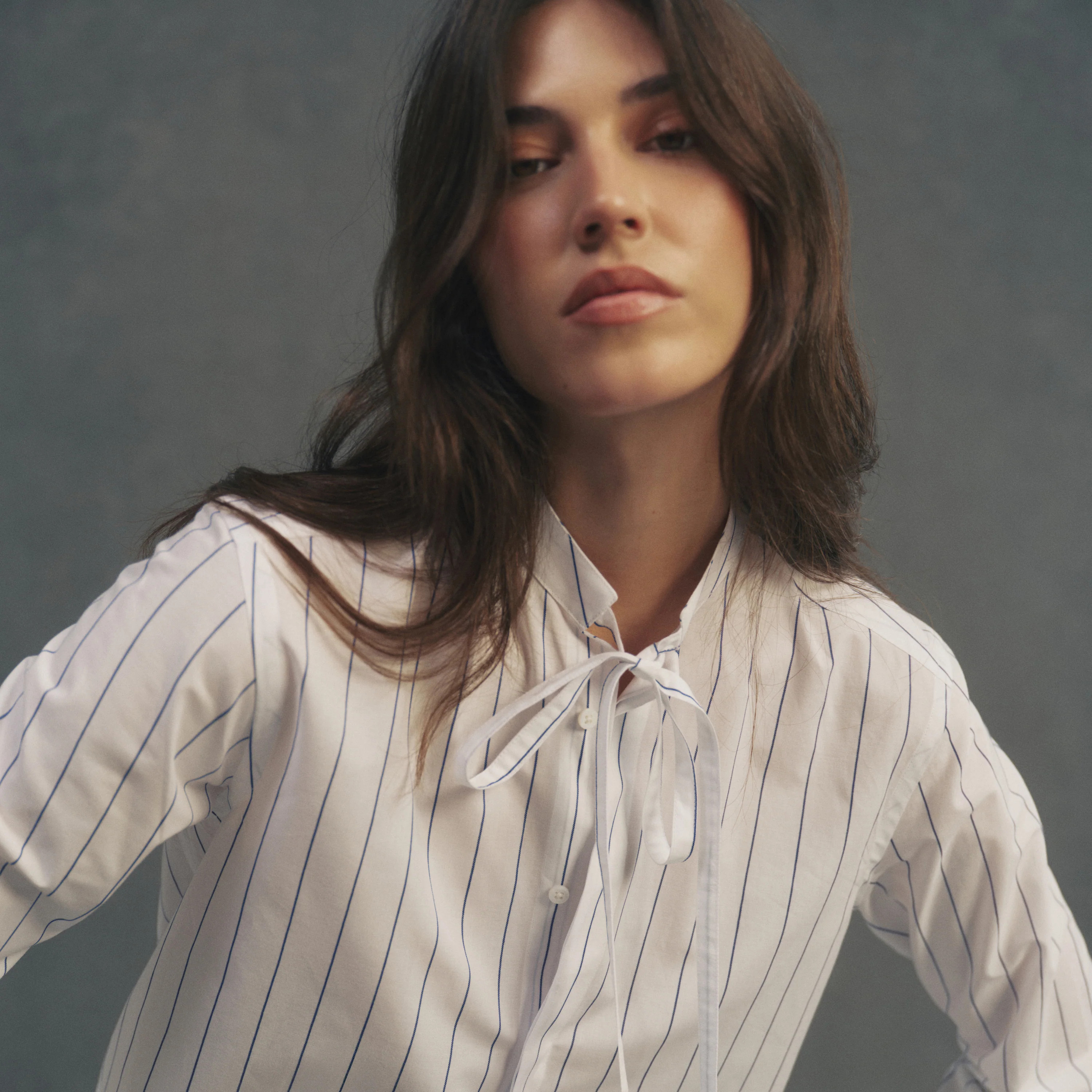 The Boyfriend Bow Tie: Fine Poplin, Blue and White Stripe | With Nothing Underneath