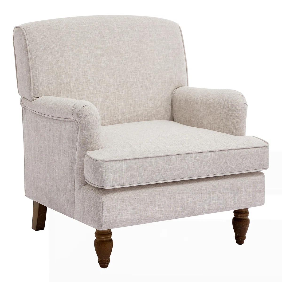 Modern Upholstered Linen Fabric Armchair with Solid Wood Legs | Wayfair North America