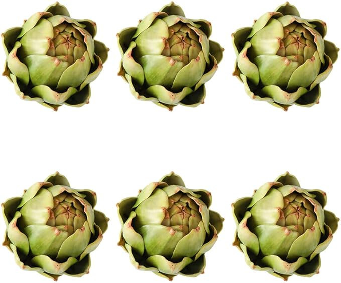 [6-Pack] Large Artificial Artichoke Fake Vegetables and Fruits for Kitchen Decorations (Green) | Amazon (US)