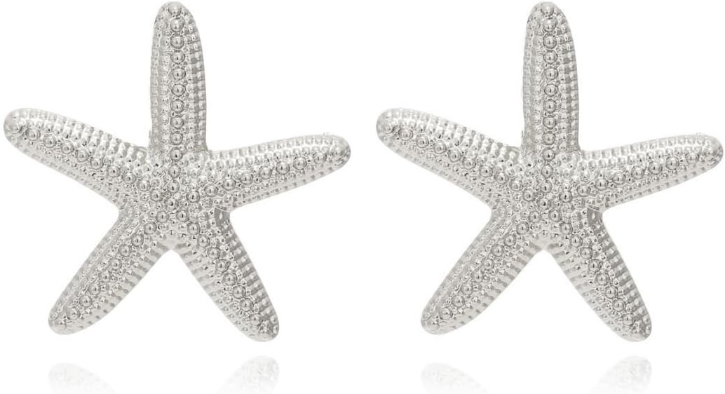 Starfish Earrings for Women Big Starfish Stud Earrings Boho Gold-Tone Sea Star Statement Earrings... | Amazon (US)