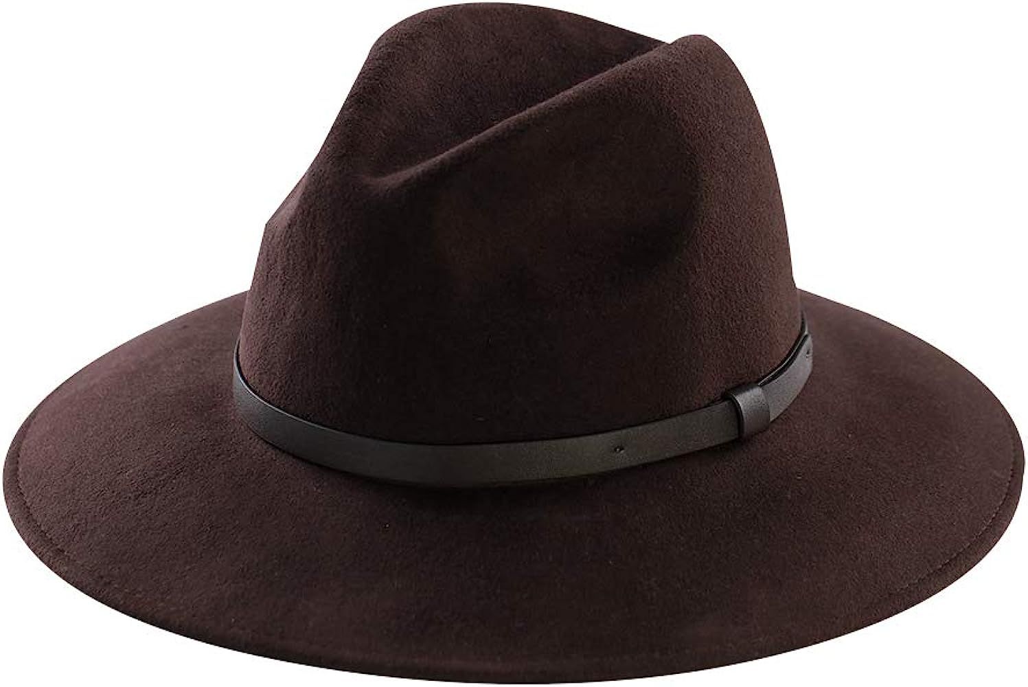 Wool Felt Hat,Wide Brim Fedora Hats Men Women Trilby Outback Cowboy Panama Caps with Vintage Leat... | Amazon (US)