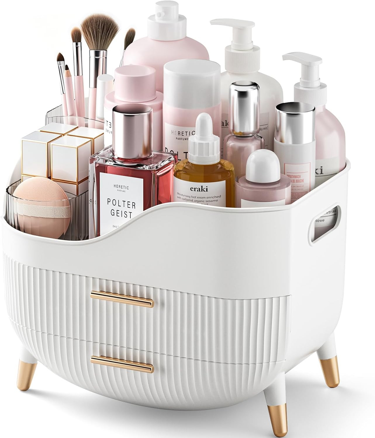 Pajiriona Makeup Organizer with Drawers,Skincare Organizer for Vanity,Storage Box with Handle,Large Cosmetic Display Case for Dresser, Bathroom Countertop | Amazon (US)